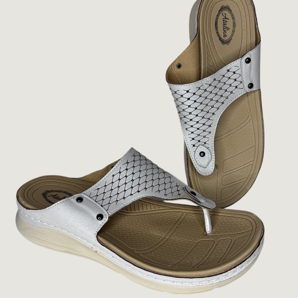 Atalina Sparkle & Cream Tan Sandal with a Logo Insole